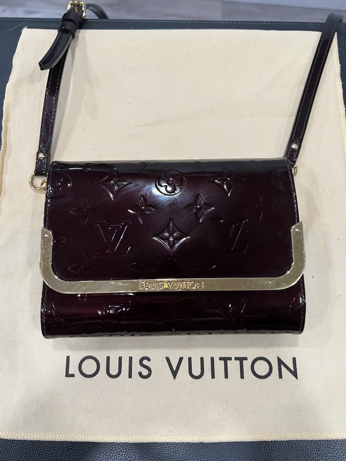 Louis Vuitton Vernis Amarante Rossmore PM Crossbody W/Box Duster & Authenticity