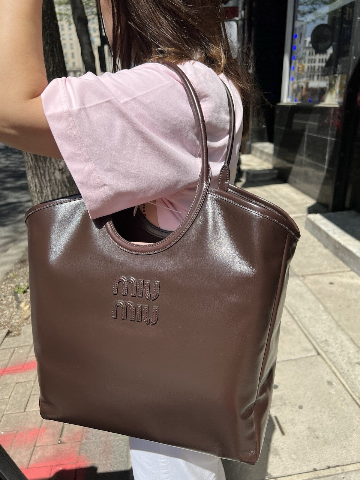 MIU MIU Ivy Tote Brown Leather Shoulder Bag NIB Retail $2590