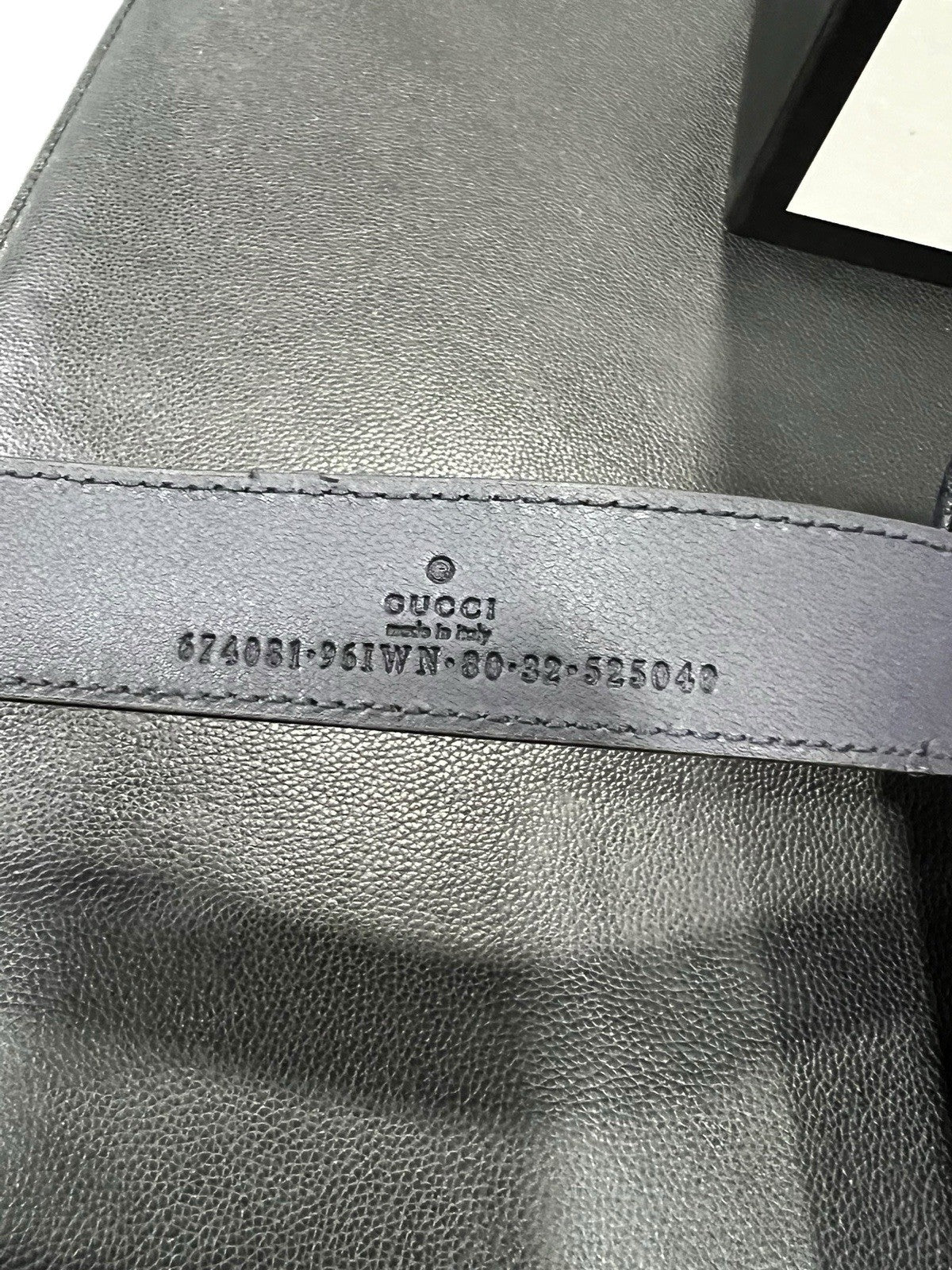 Gucci GG Supreme Navy Belt Bag Box & Authenticity Size 32"