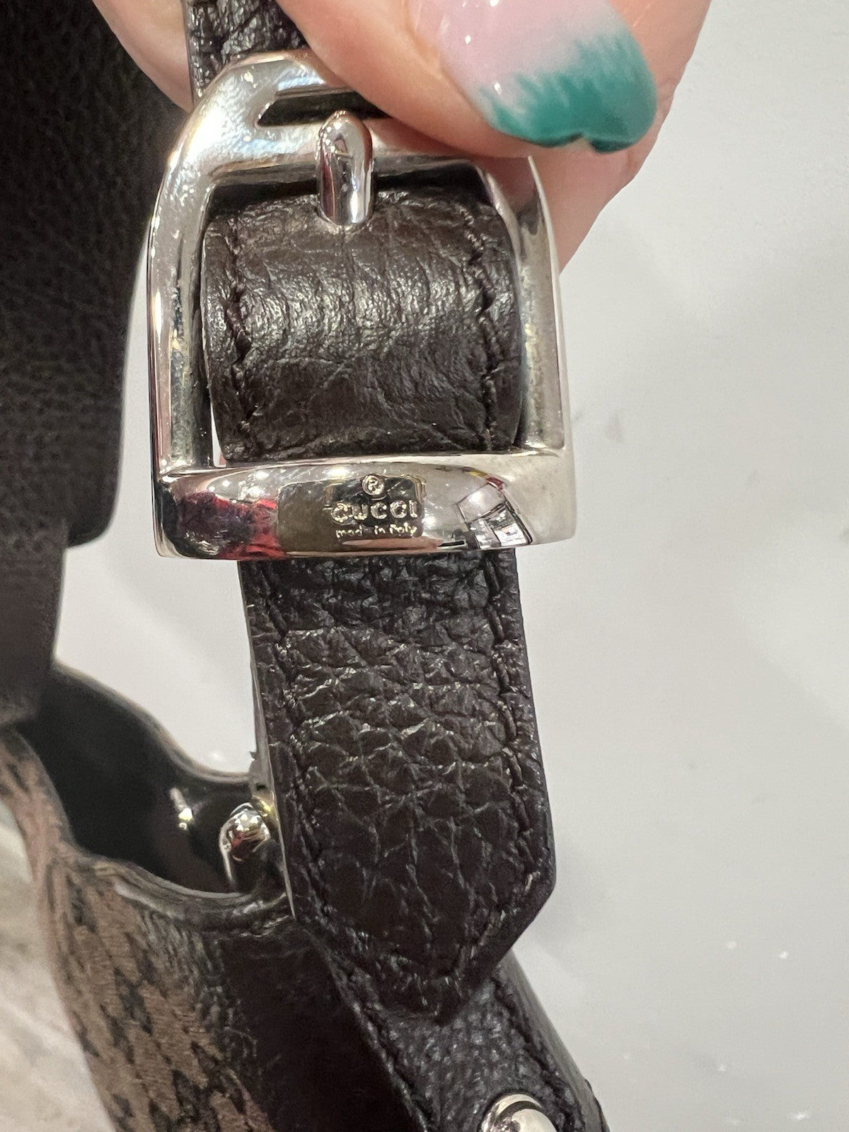 Gucci Charlotte Brown Leather/Denim Cloth Shoulder Bag RARE