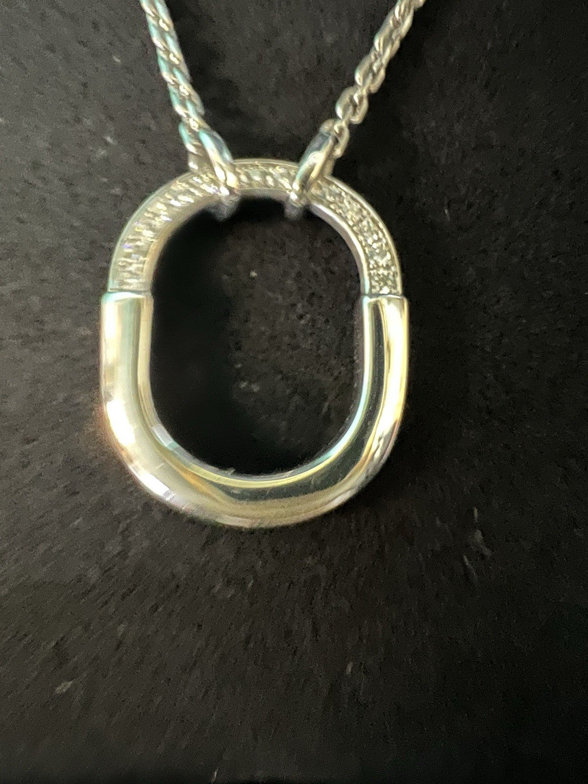 Tiffany & Co. Small Padlock Necklace With Diamonds 18k White Gold