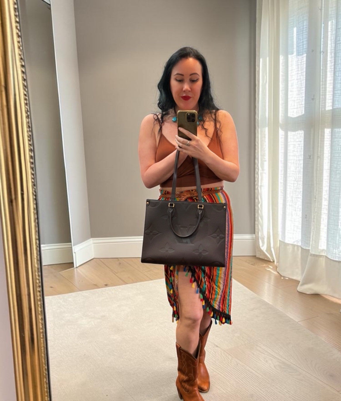 Louis Vuitton Leather Dark Chocolate MM Onthego Tote Bag Retail $3650