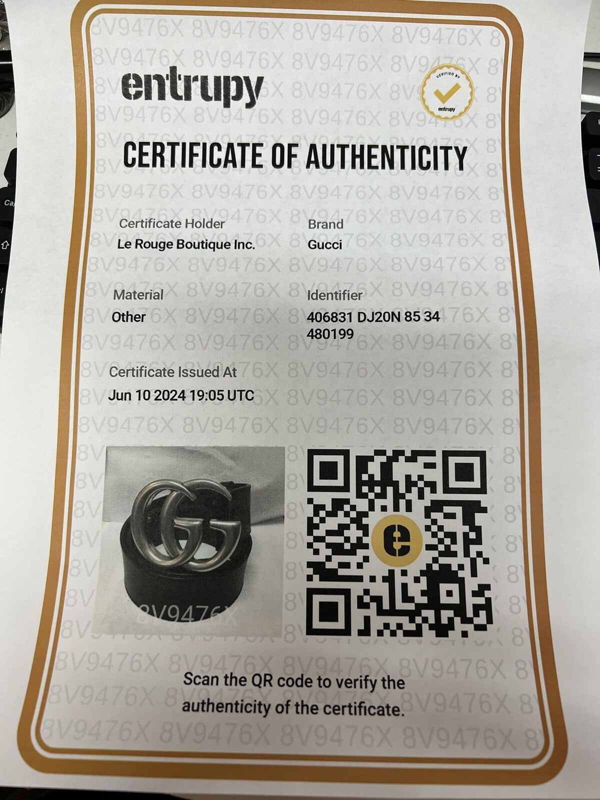 Gucci Marmont GG Silver/Black Leather 85cm/34 Belt Retail $540