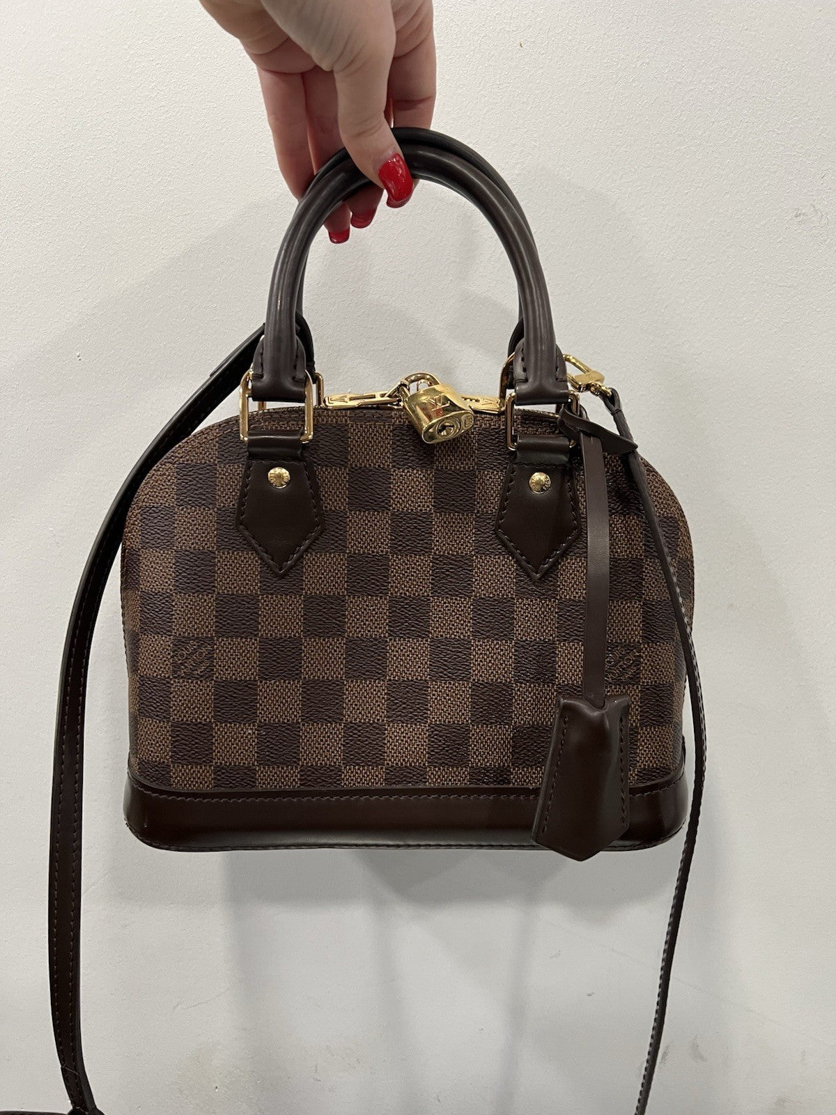 Louis Vuitton Damier Ebene BB Alma Crossbody Bag Lock & Key