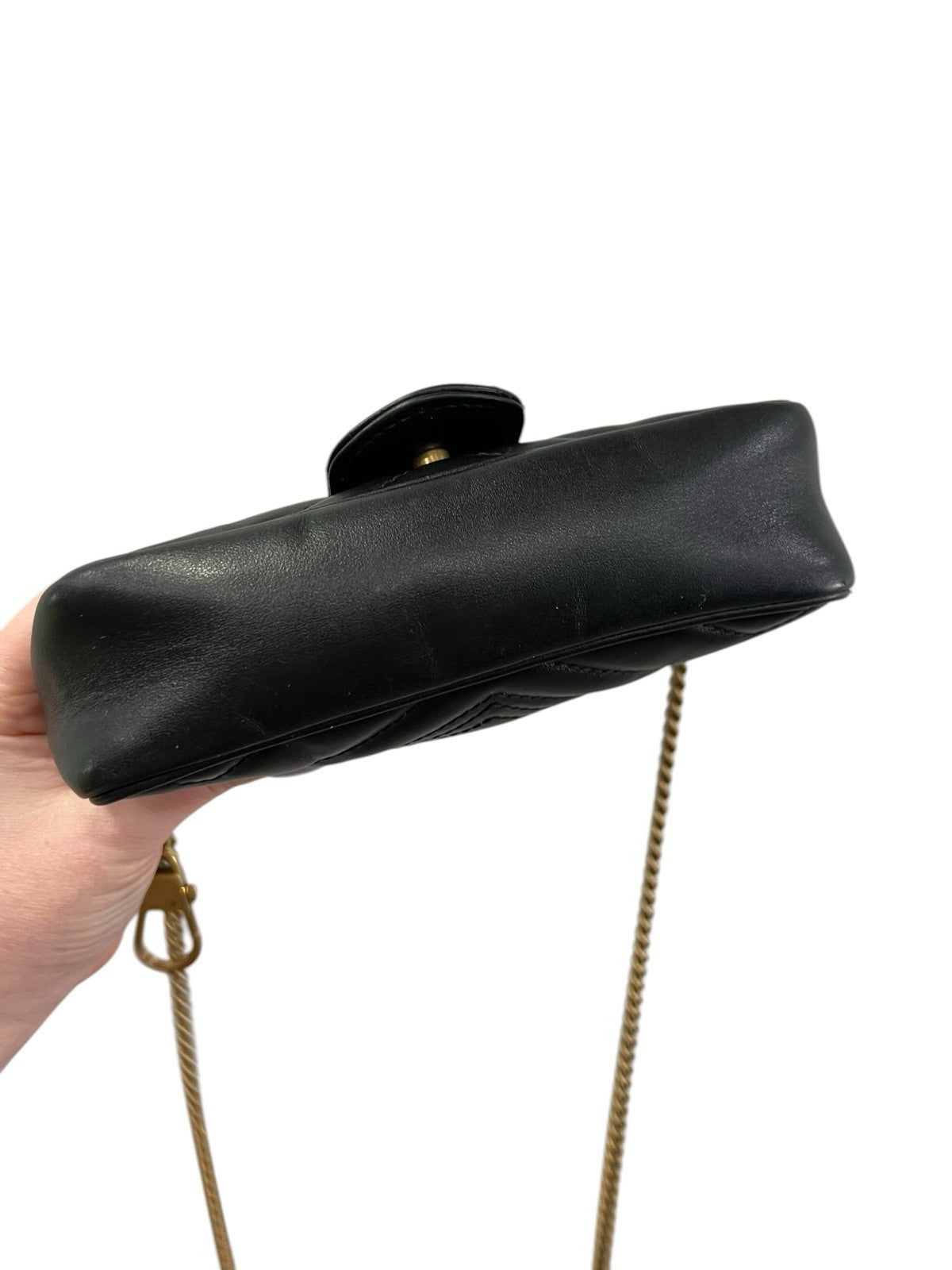 Gucci Marmont Mini Black/Gold Crossbody With Authenticity Retail $1550