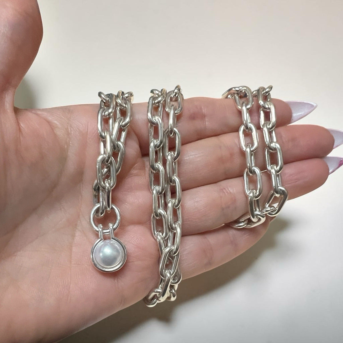 Tiffany & Co. 925 Sterling Silver Pearl Hardware Wrap Necklace 32" Retail $2475