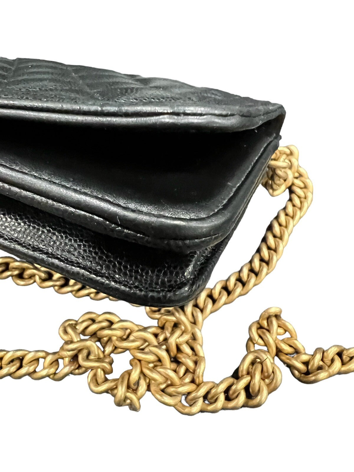 Chanel Caviar Black/Gold Boy Wallet On Chain W/Duster