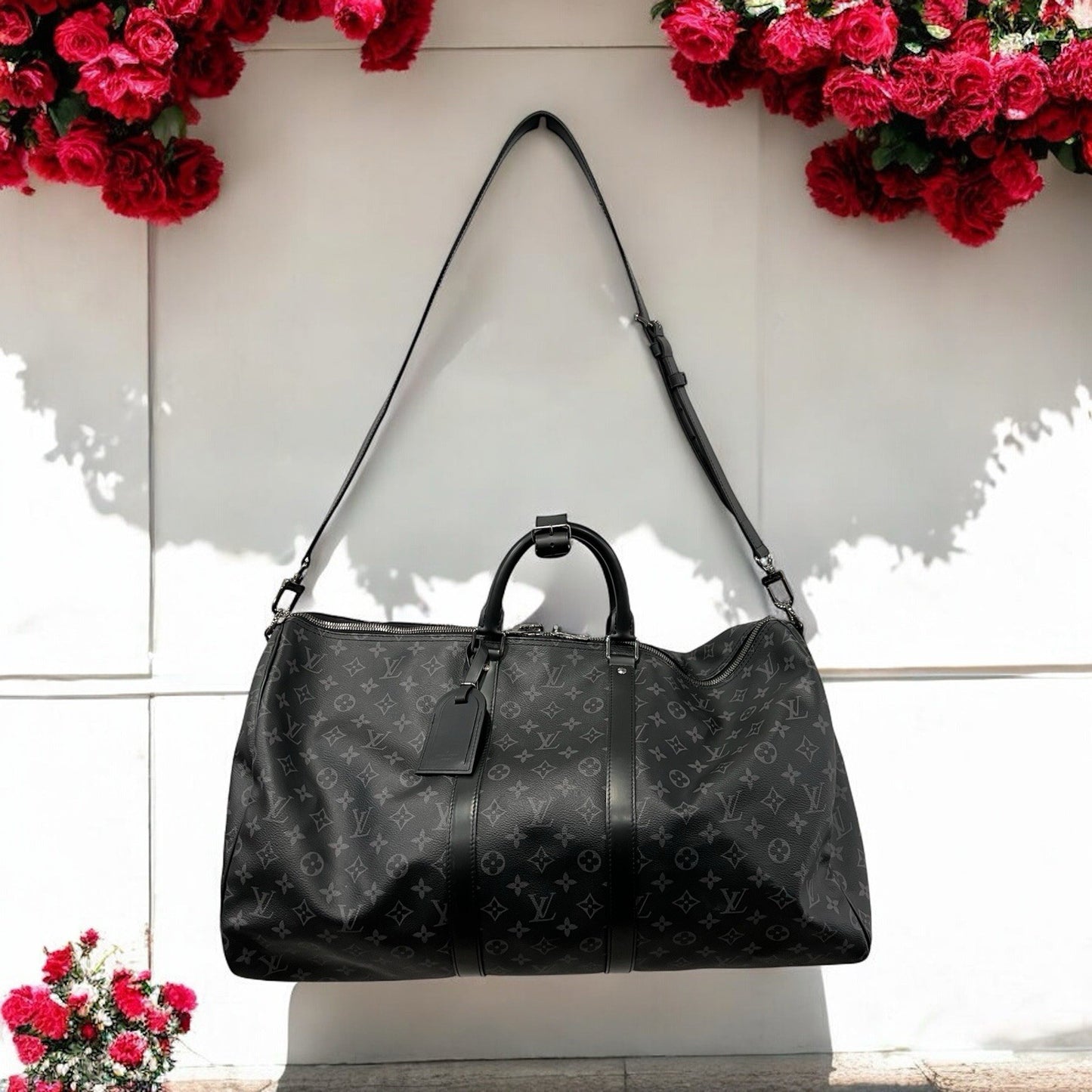 Louis Vuitton 2021 Monogram Eclipse Keepall 55 W/Authenticity