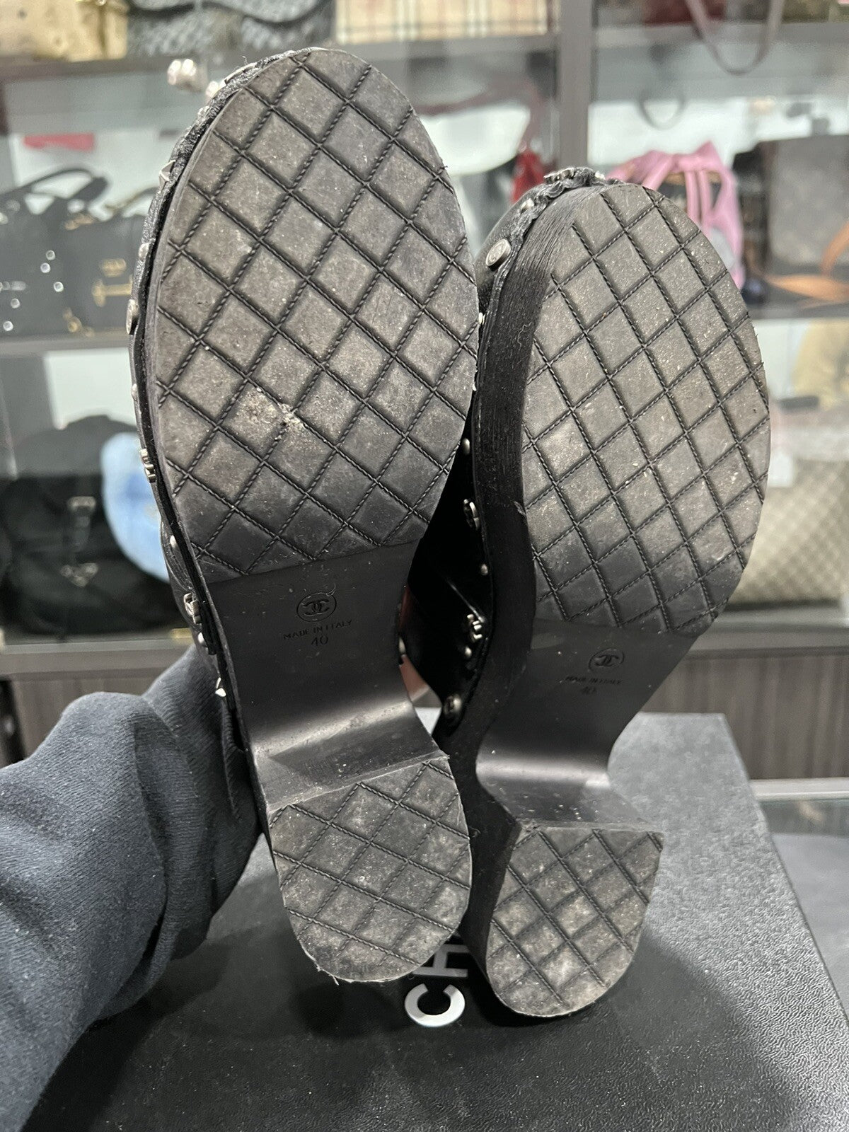 Chanel Lucky Charms Leather Clogs Size 40/US10