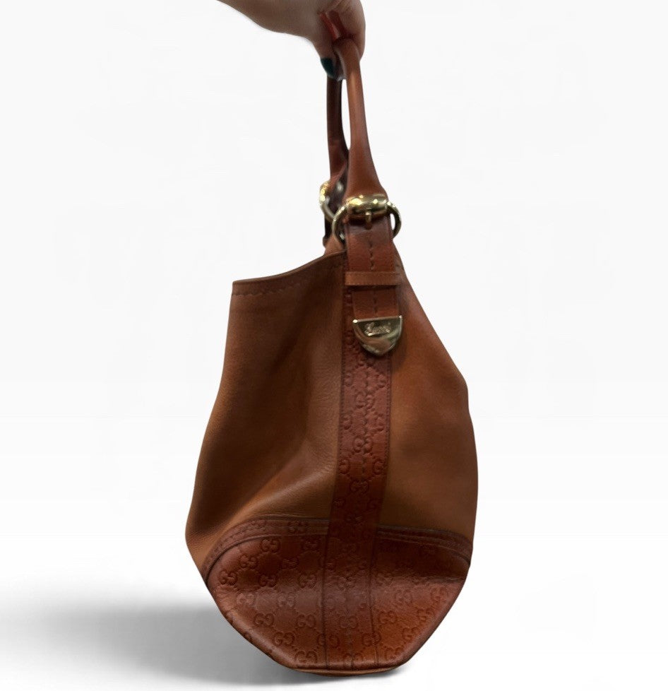 Gucci Leather Large Signoria Cognac Large Hobo Bag W/Authenticity