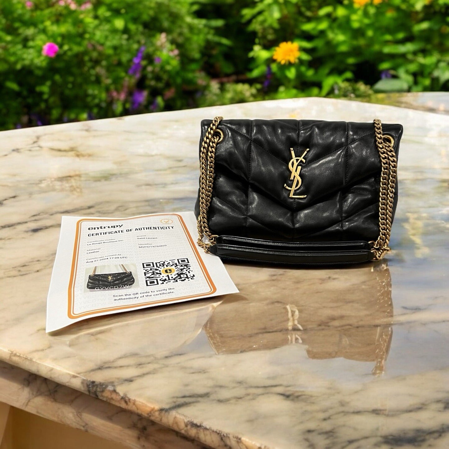 YSL Saint Laurent Small Lou Puffer Flap Bag  W/Certificate  MSRP $3300