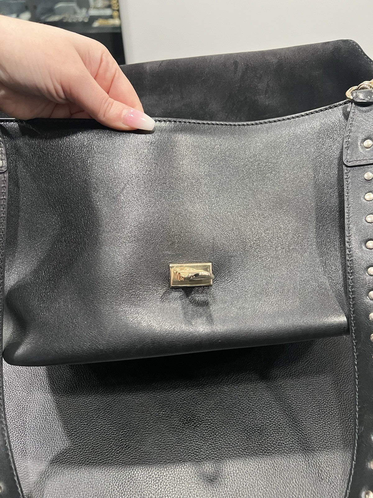 Valentino Garavani Demilune Flap Rockstud Leather Satchel Retail $2745