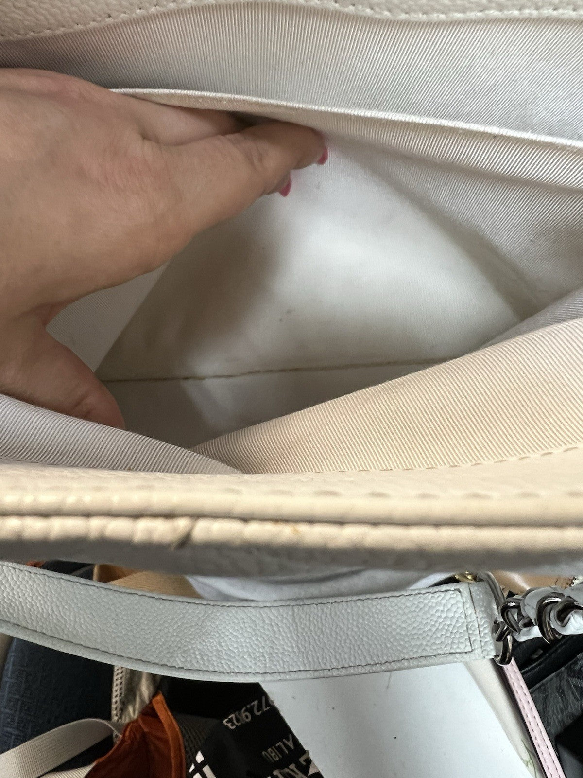 Chanel Caviar Quilted Grand Shopping Tote GST White W/Authenticity