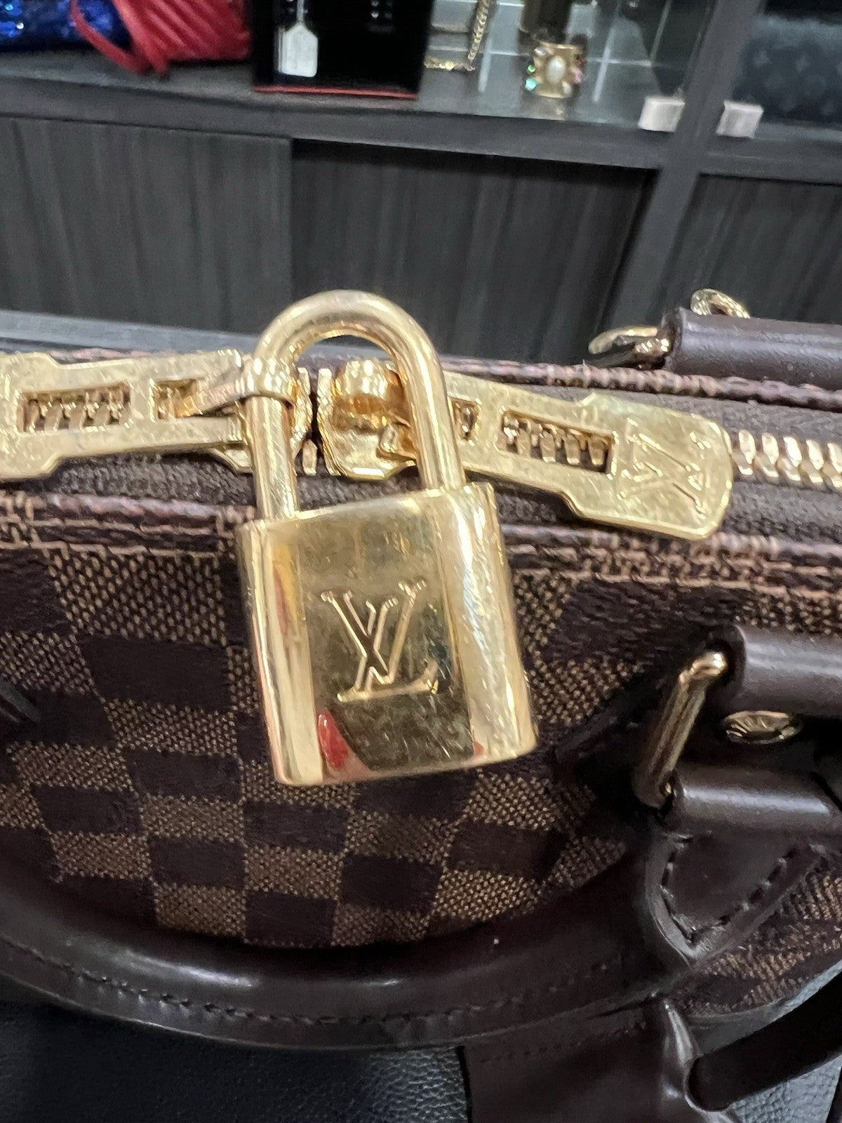 Louis Vuitton Damier Ebene BB Alma Crossbody Bag Lock & Key