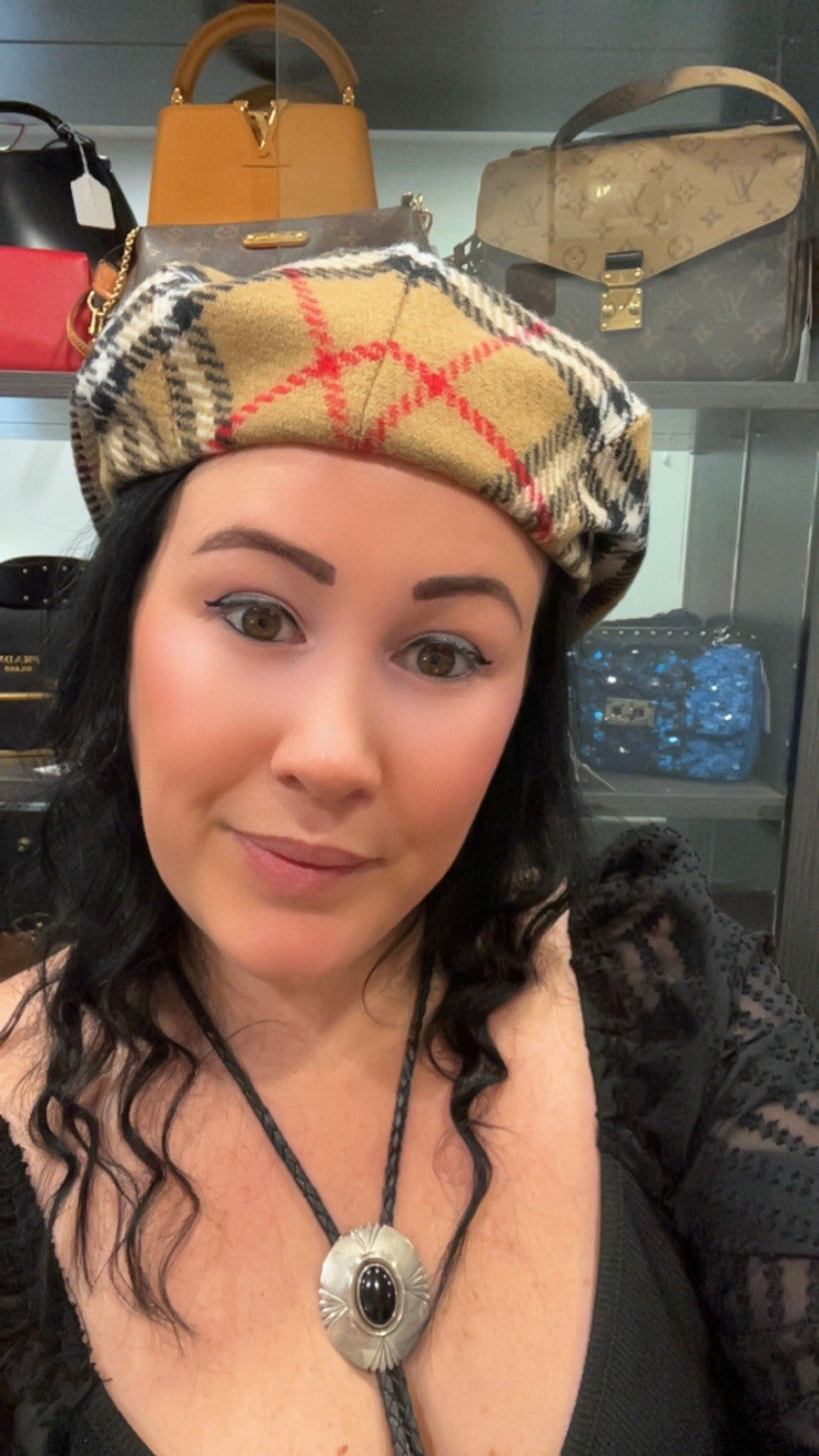 Vintage Burberry Wool Nova Check Newsboy Cap Size M