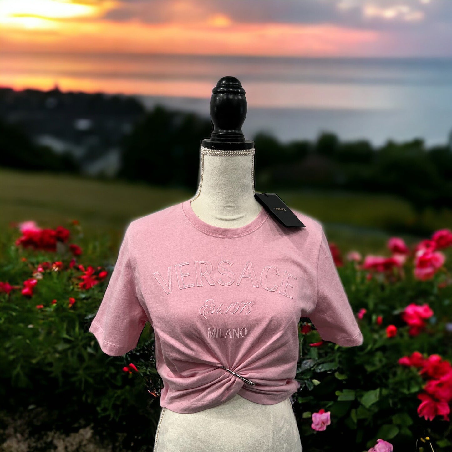 Versace Milano Stamp Crop Tee Shirt Size 42/US6 NWT (Retail $770)