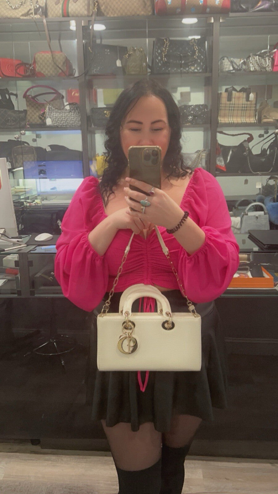 Christian Dior Lizard Ivory/Gold D-Joy Bag