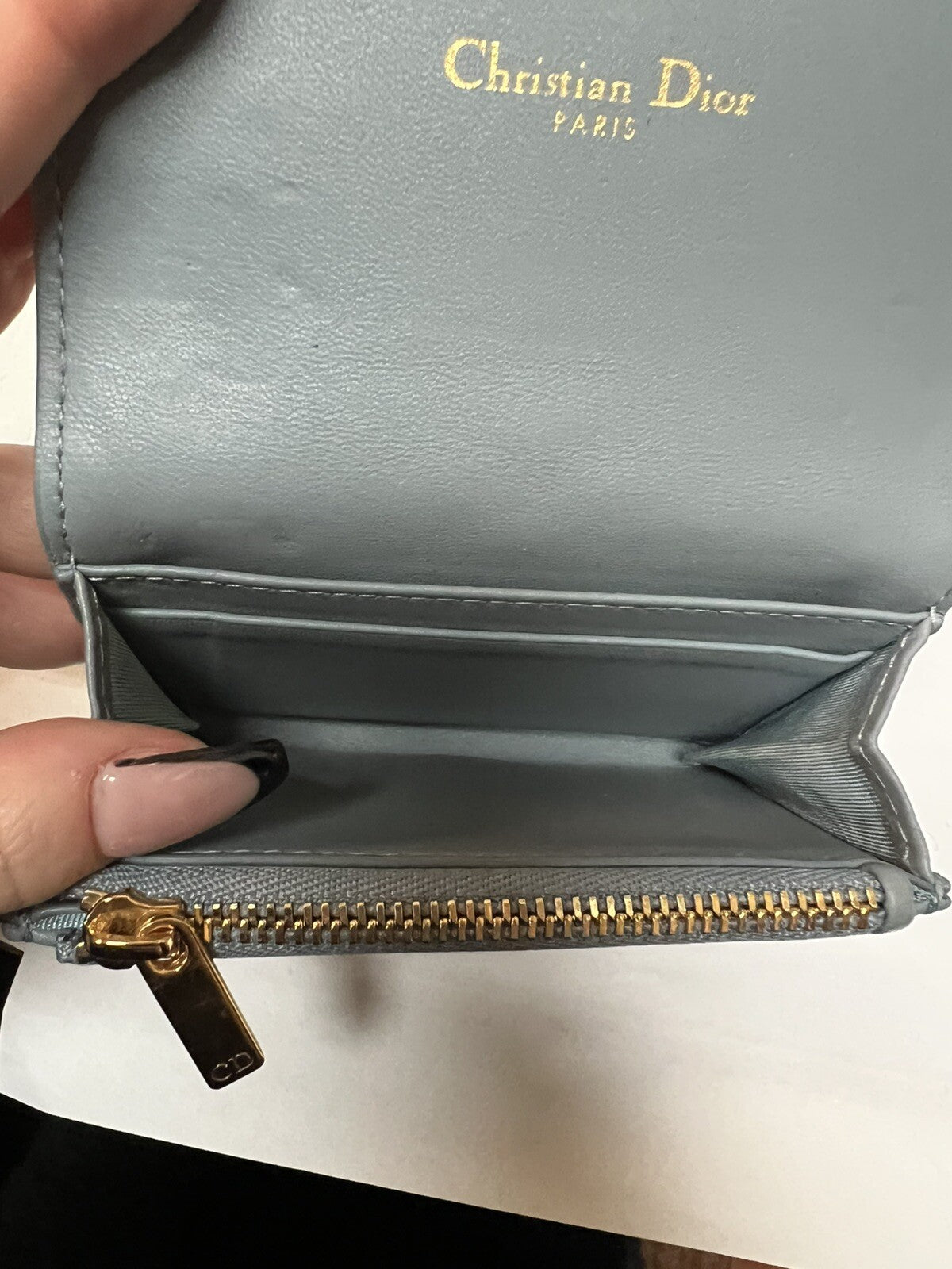 Dior Caro Glycine Wallet Cloud Blue Supple Cannage Calfskin