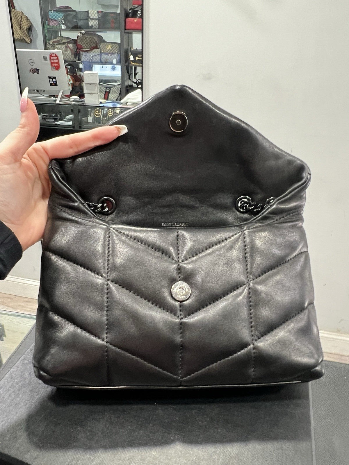 YSL Saint Laurent Toy Puffer In Lambskin Retail $2490 Box & Duster