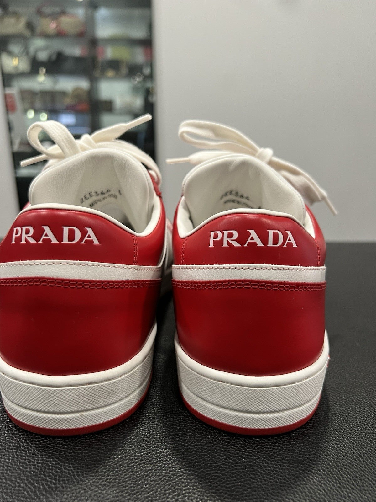 Prada Men's Red/White Downtown Sneakers With Box Size 6/US Size 7