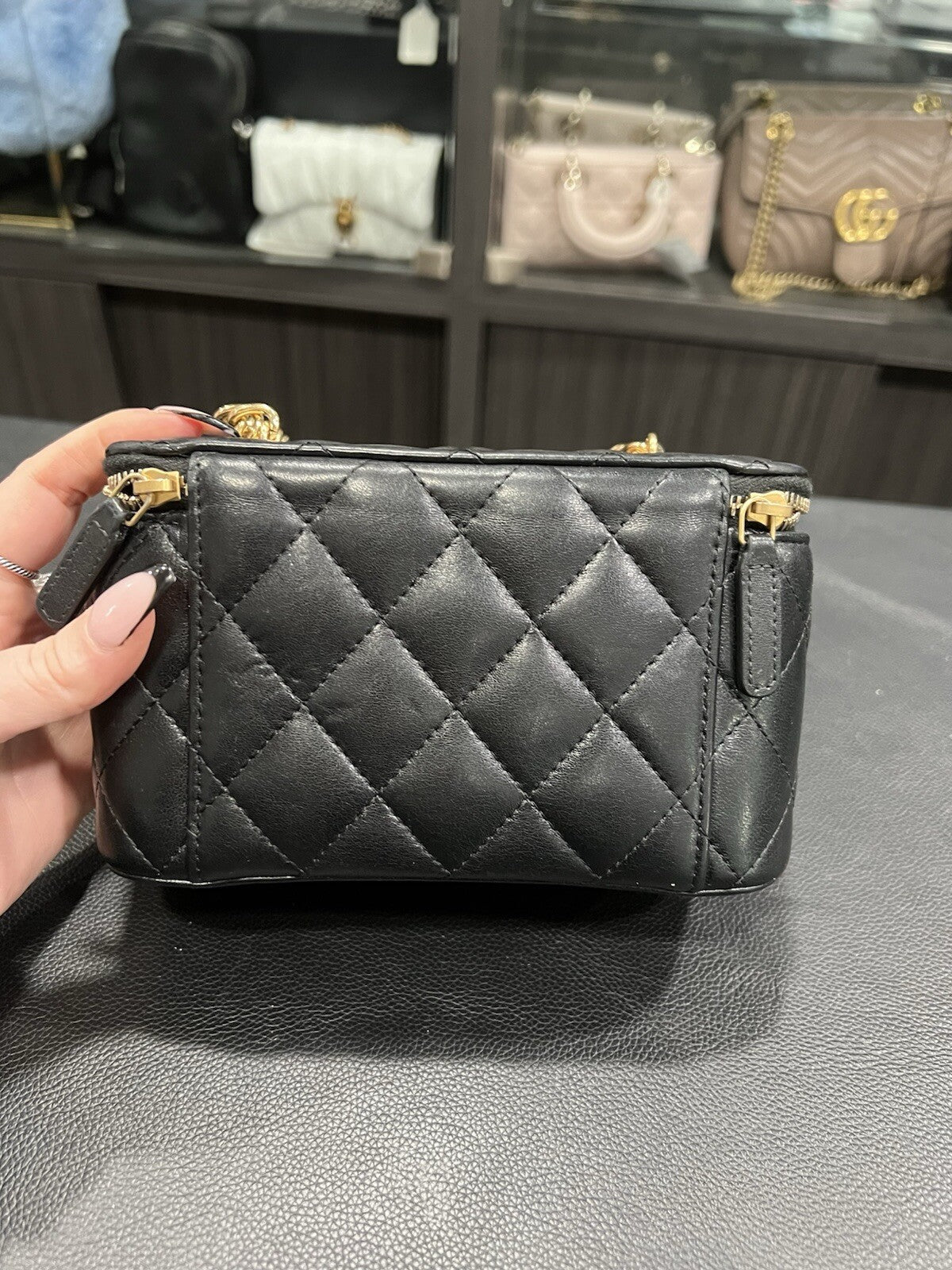 Chanel Charm Chain Vanity Lambskin Case W/Certifiacte Of Authenticity