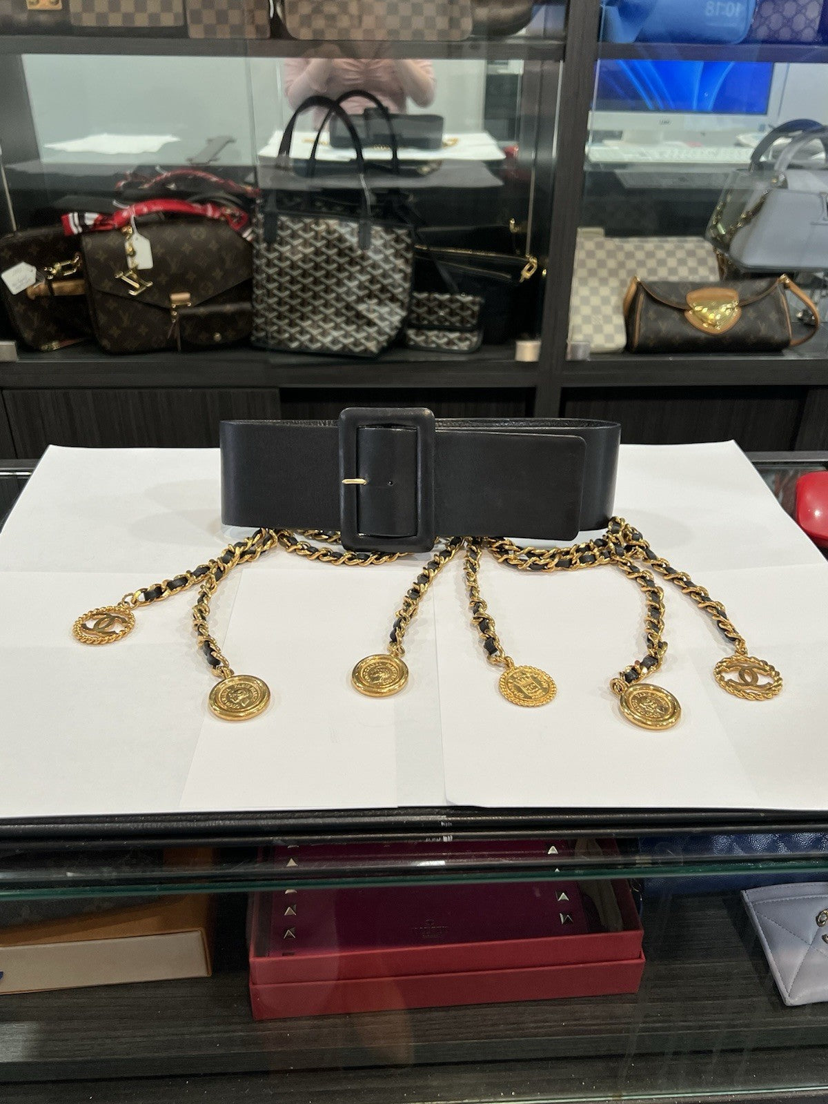 Chanel Runway 1992 Multi Chain Medallion Belt With Authenticity Size 26"