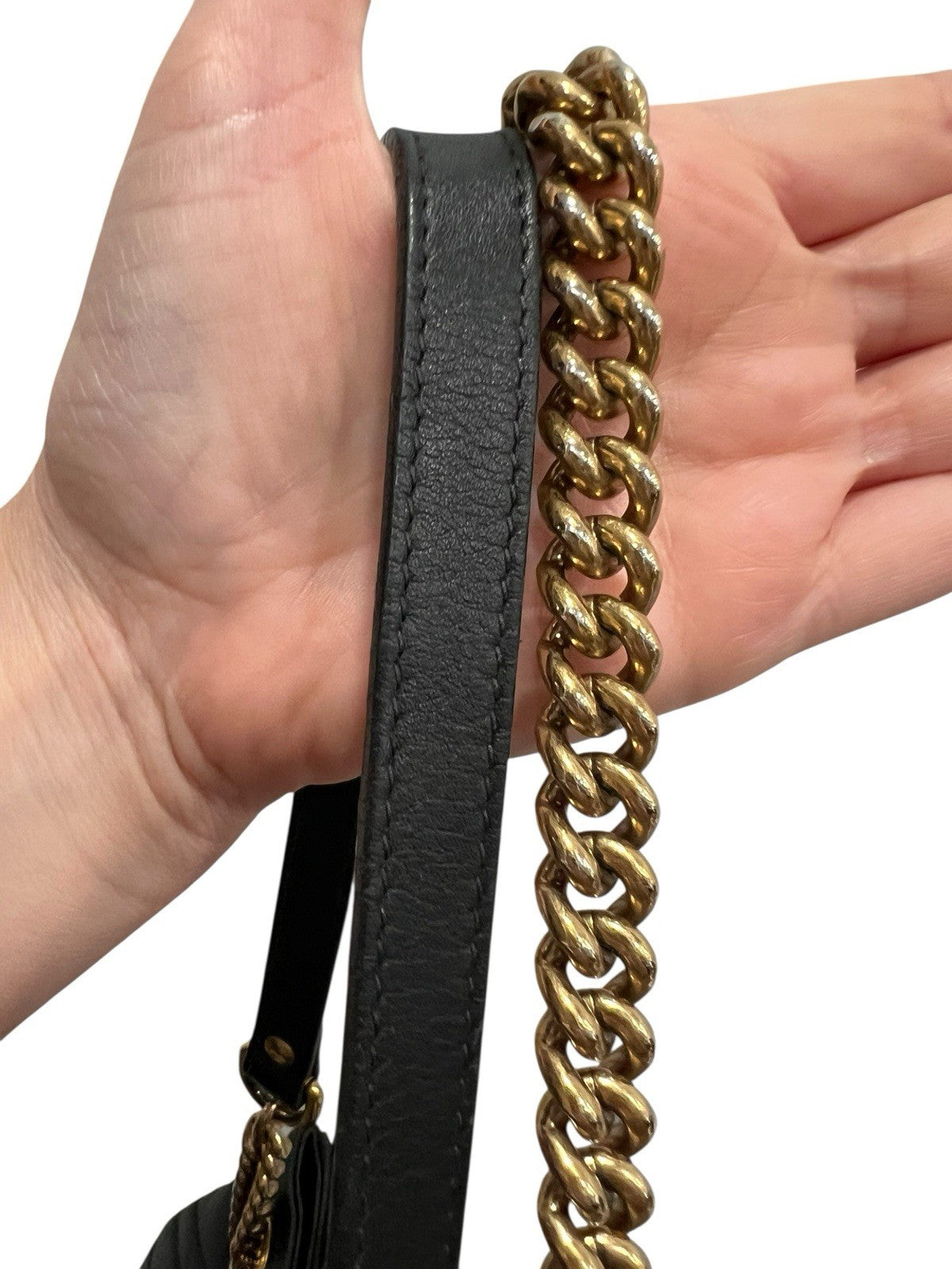 Gucci Marmont Black Gold Hardware Chevron Medium Tote Retail $2800