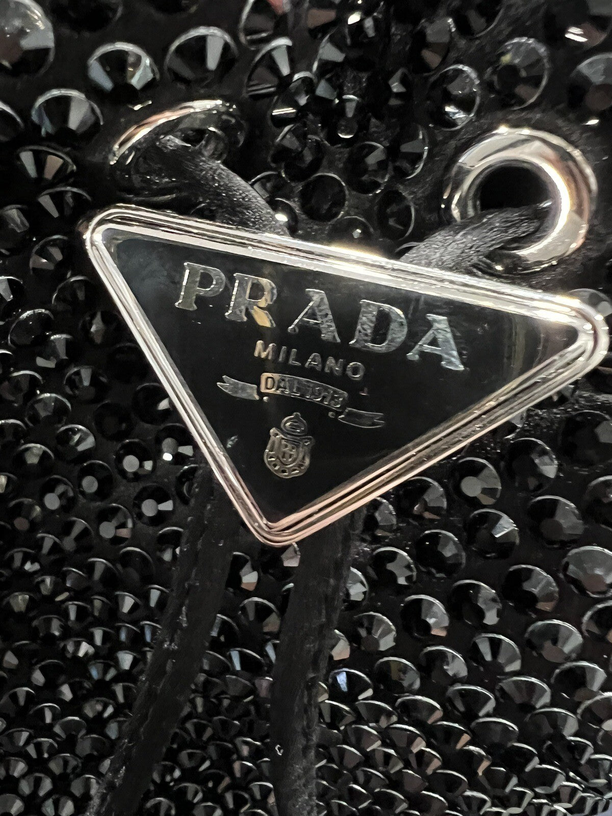 Prada Satin Mini Bucket Bag W/Crystals NWOB W/Certificate of Authenticity & Tags