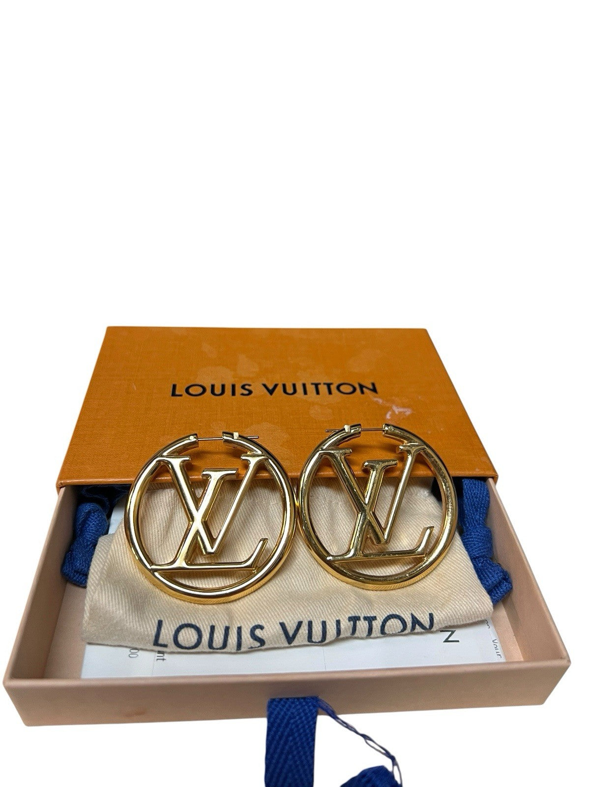 Louis Vuitton Louise GM Hoop Earrings Box Duster & Receipt Retail $740