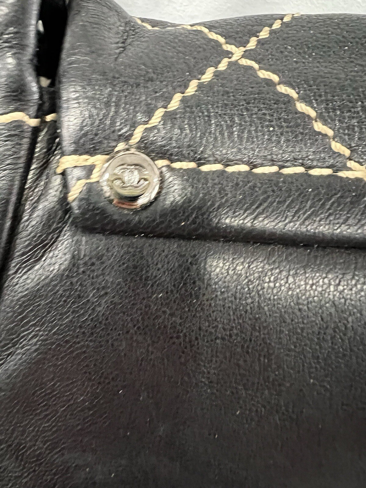 Chanel Wild Stitch Lambskin Chain Bag W/Certificate Of Authenticity