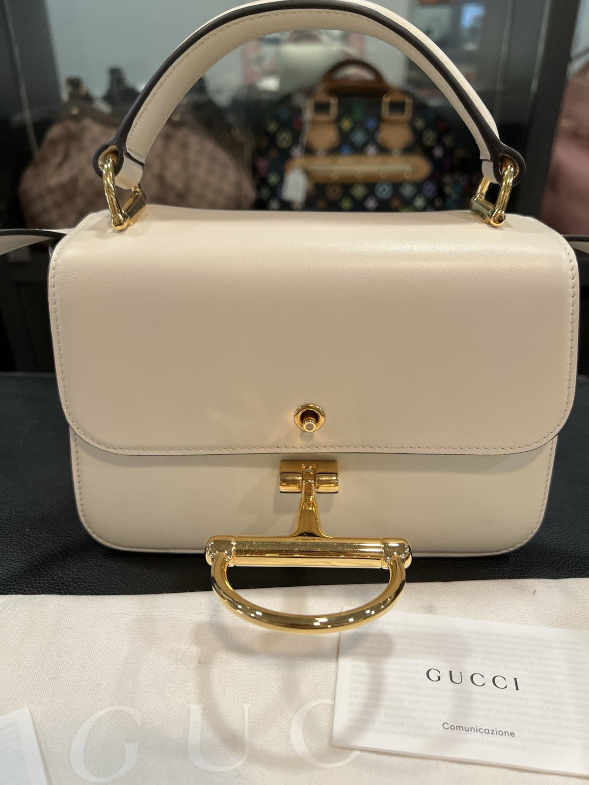 Gucci Siena Ivory Horsebit Top Handle Bag NWOB Retail $3000
