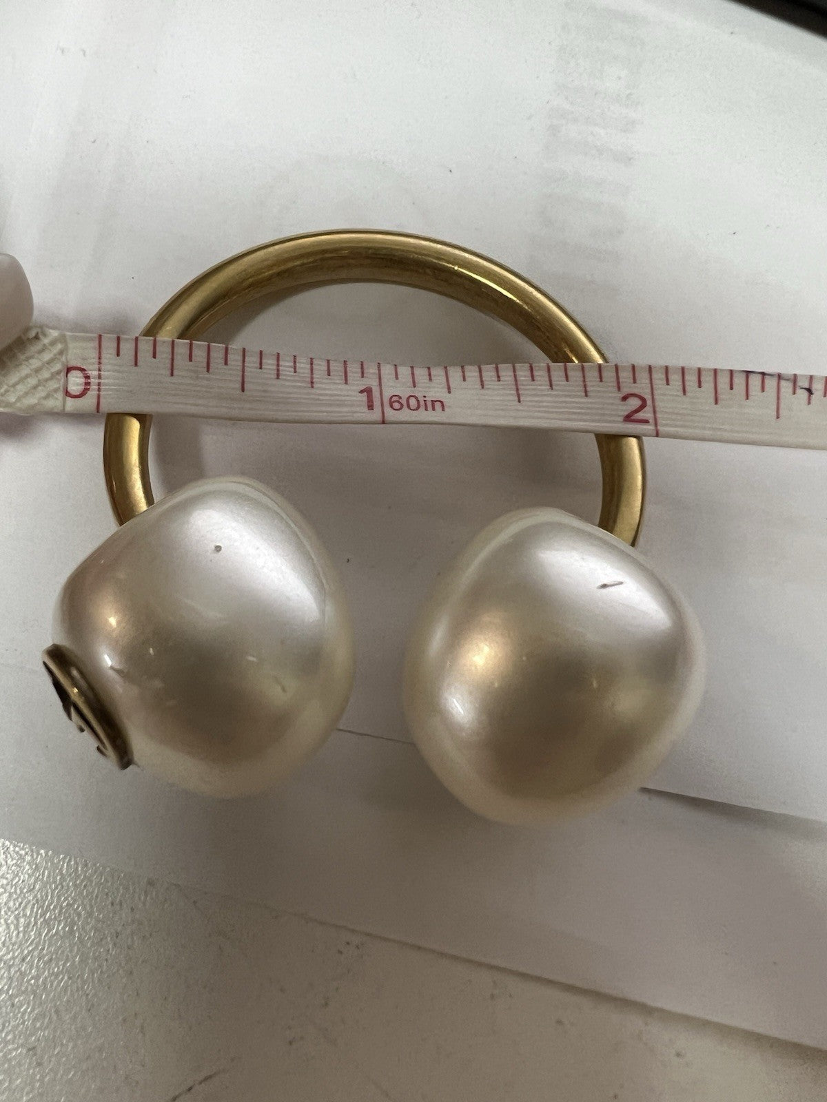 Gucci Single Double Pearl Hoop Runway Earring XL Authentic RARE