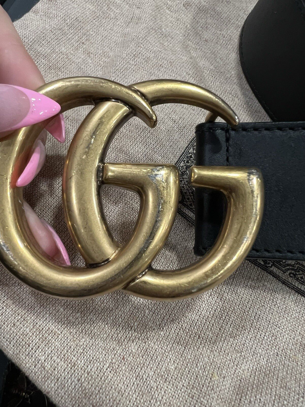 Gucci Marmont Black/Aged Gold Belt Duster  80/32"