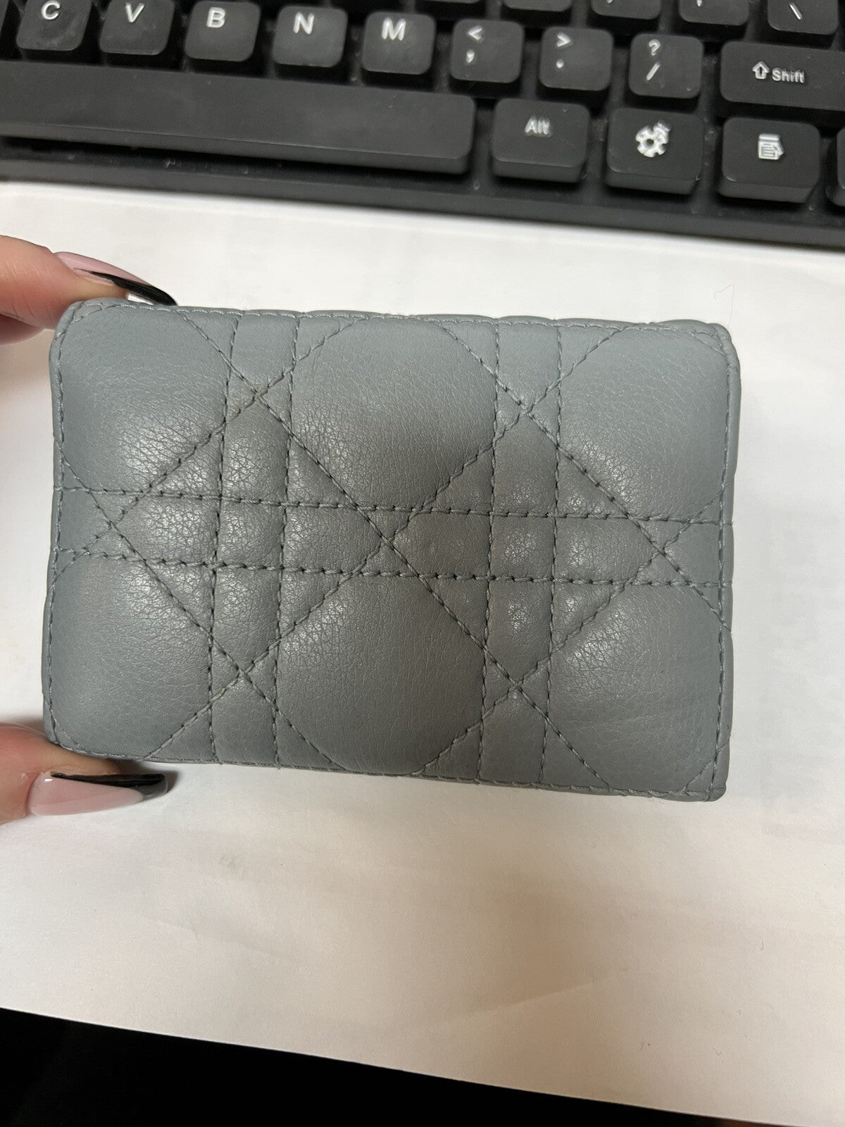 Dior Caro Glycine Wallet Cloud Blue Supple Cannage Calfskin