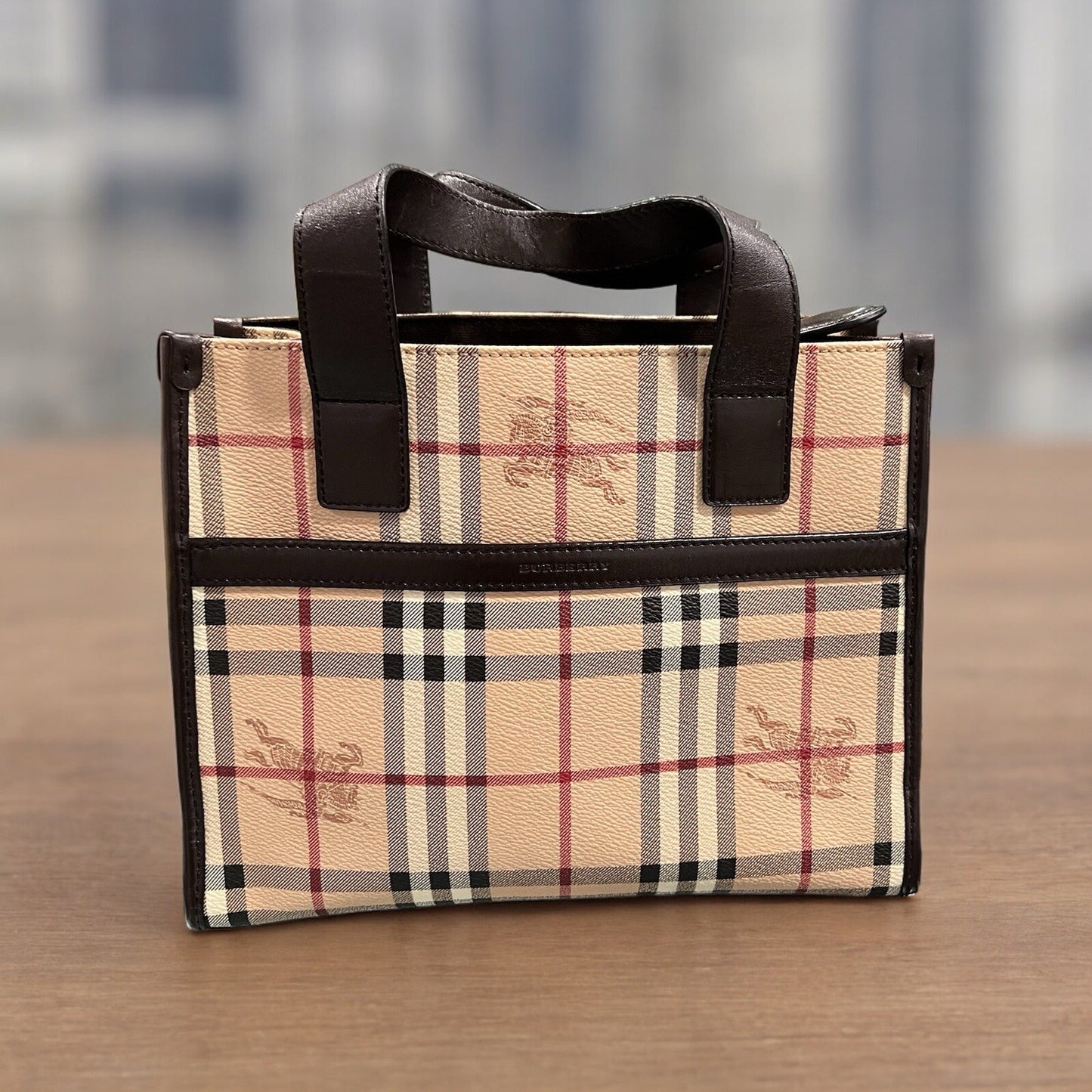 Burberry Nova Check Small Canvas Tote Bag W/Certificate Of Authenticity