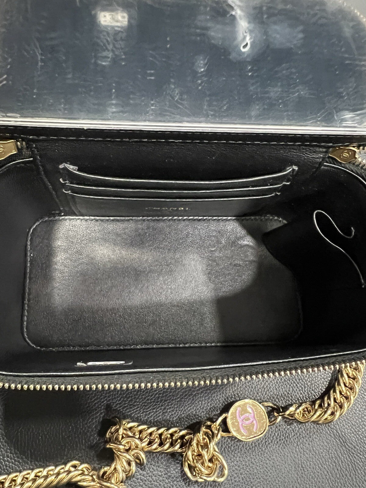 Chanel Charm Chain Vanity Lambskin Case W/Certifiacte Of Authenticity