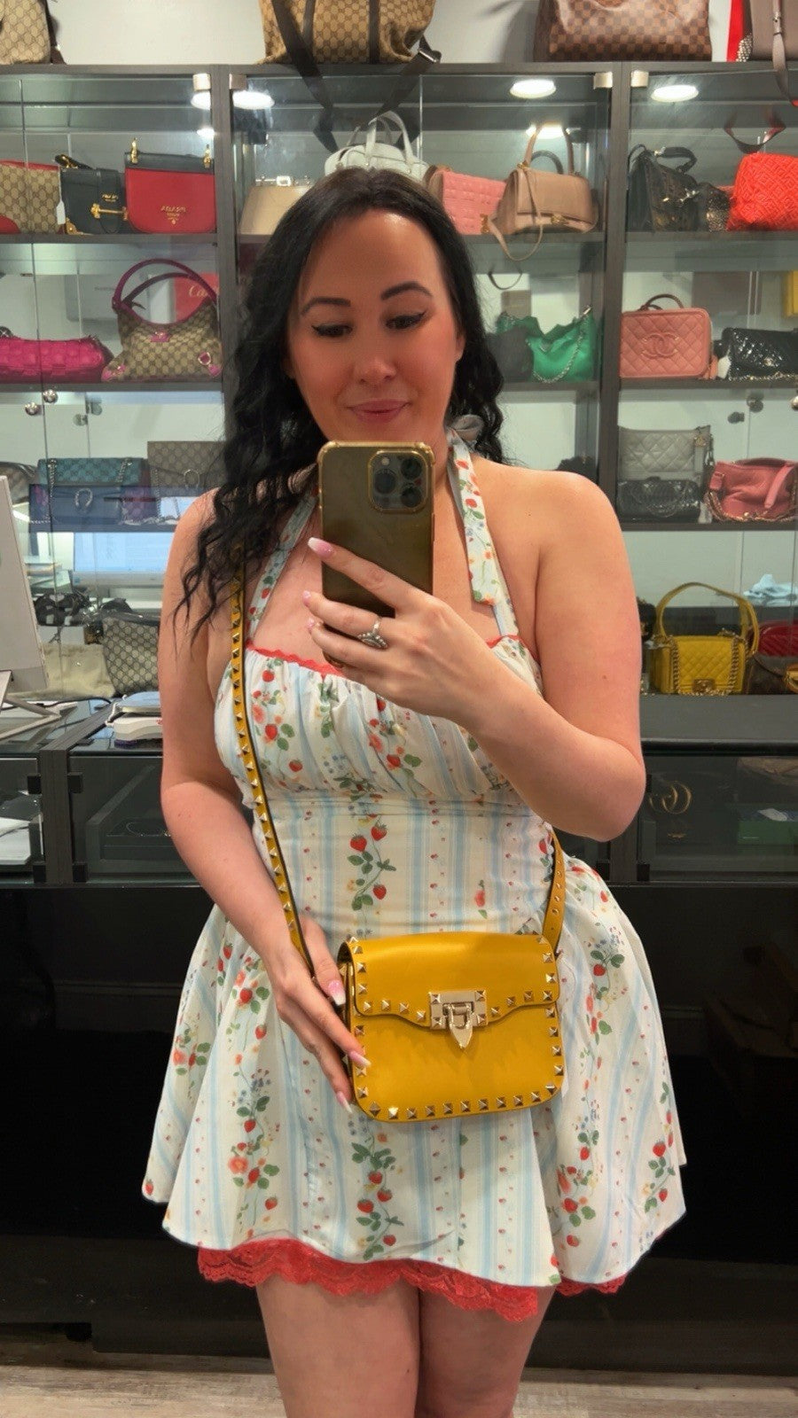 Valentino Garavani Yellow Rockstud Crossbody Small Bag Retail $2195