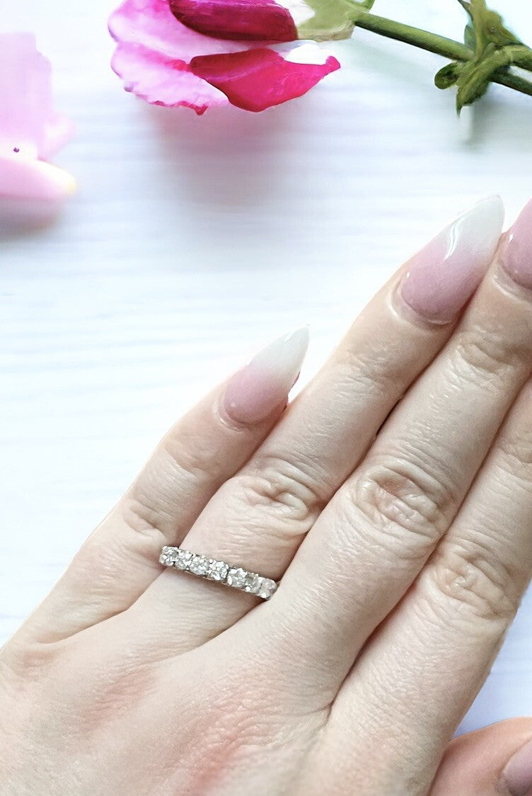 10k White Gold Half Eternity Wedding Ring I1 Approx 1 ct. H Color 2.6g