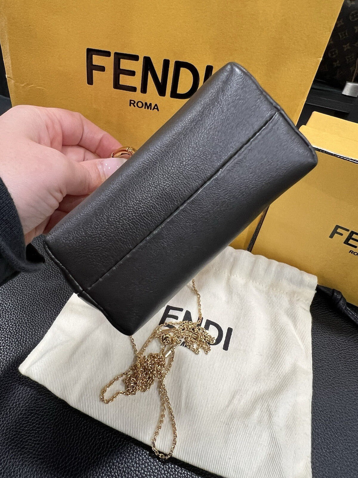 Fendi Nappa Nano Fendi First Bag Charm Chain Bag