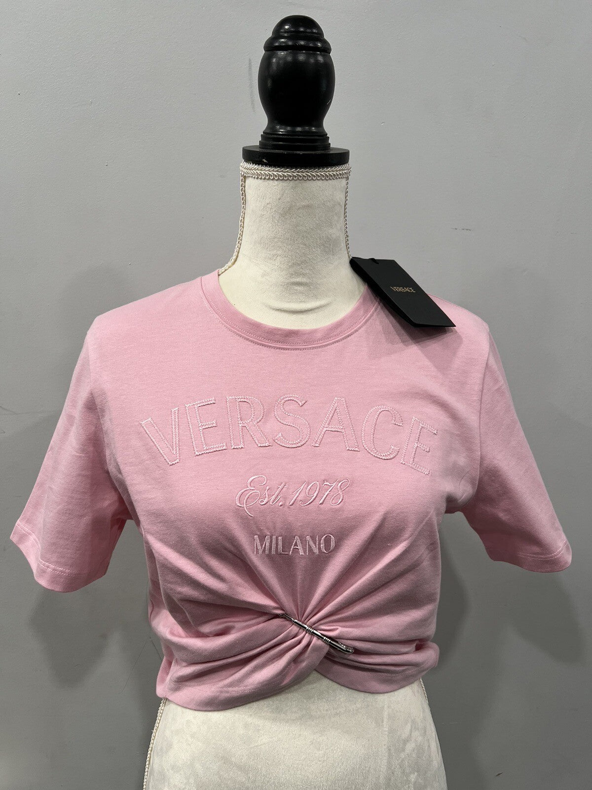 Versace Milano Stamp Crop Tee Shirt Size 42/US6 NWT (Retail $770)