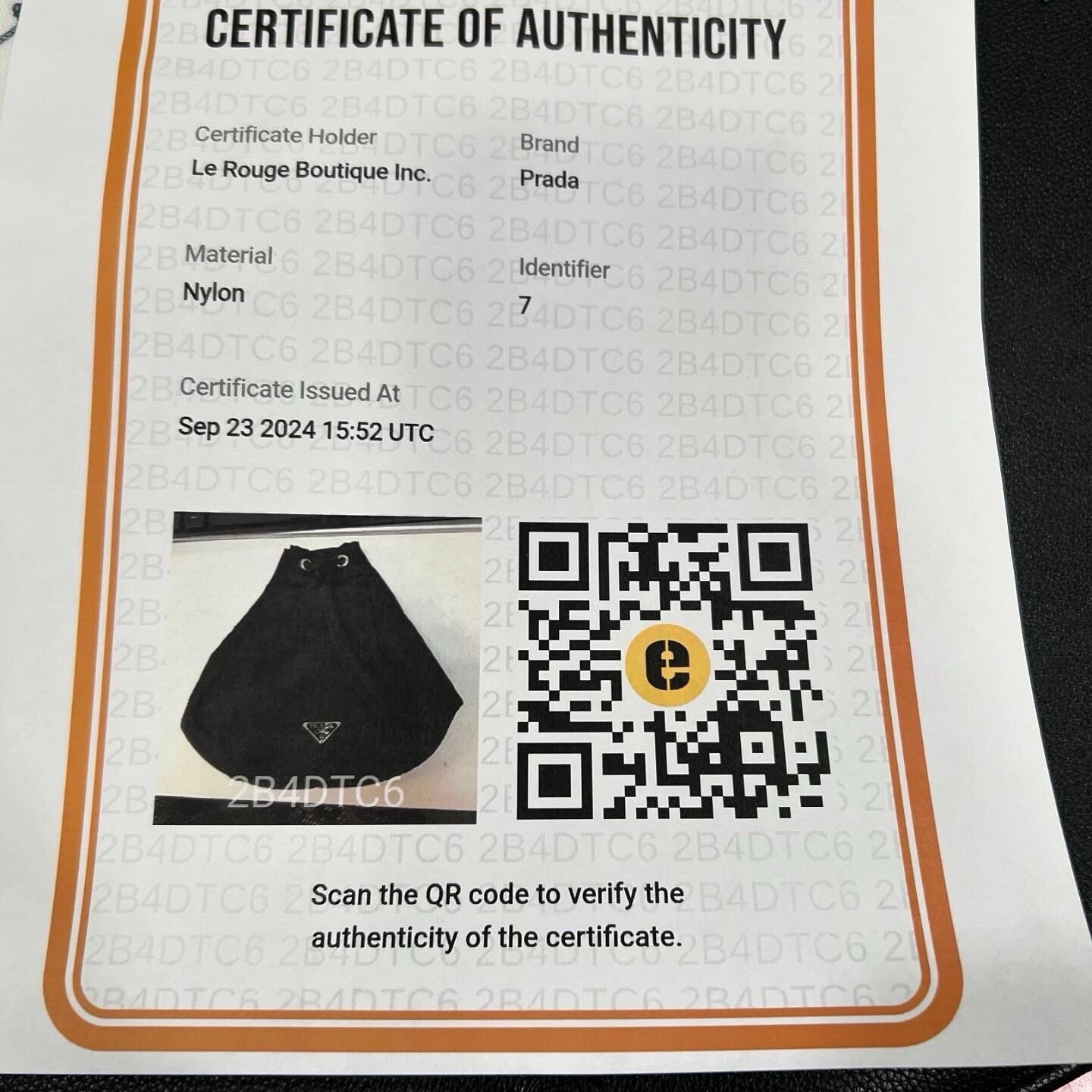 Prada Vintage Vela Wristlet Pouch With Certificate Of Authenticity