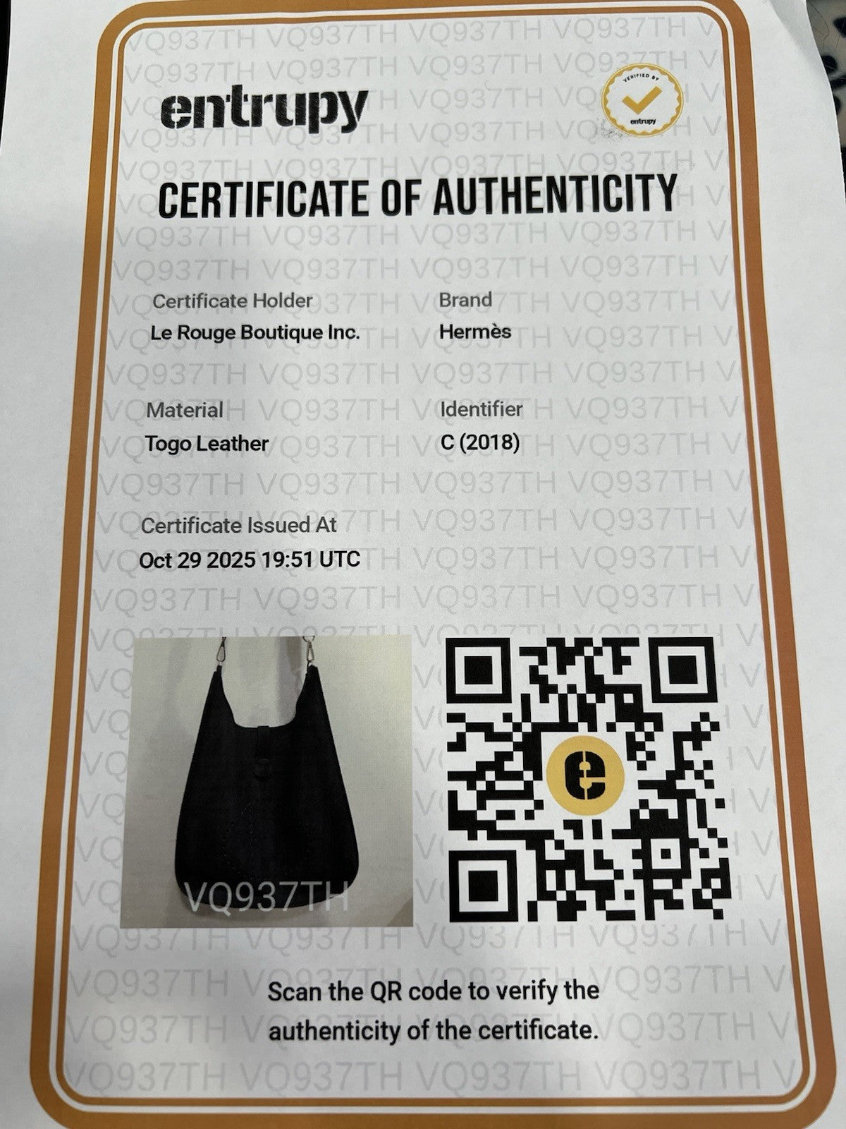 Hermes Evelyn III 40 TGM Togo Leather Dark  Blue With Authenticity Retail $4800