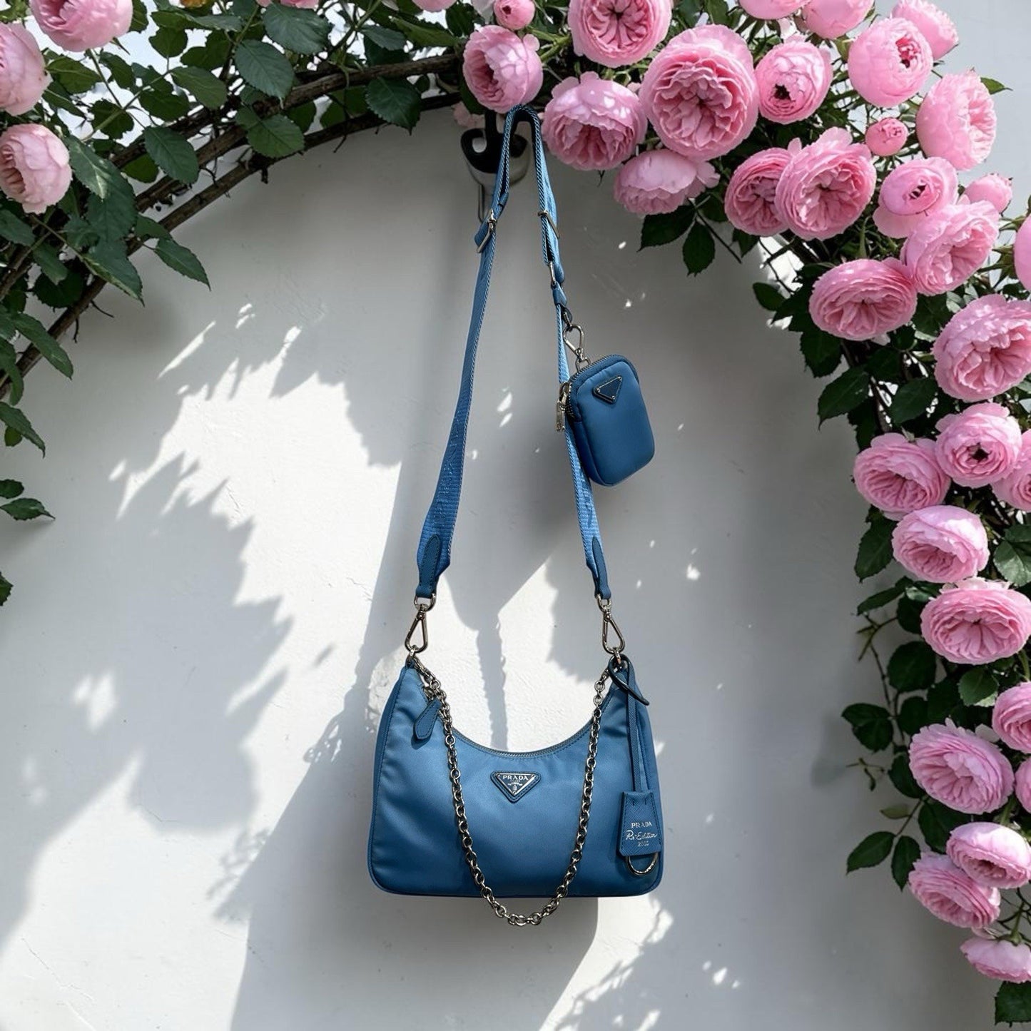 Prada Re-Edition 2005 Shoulder Tessuto Blue Nylon Shoulder Bag