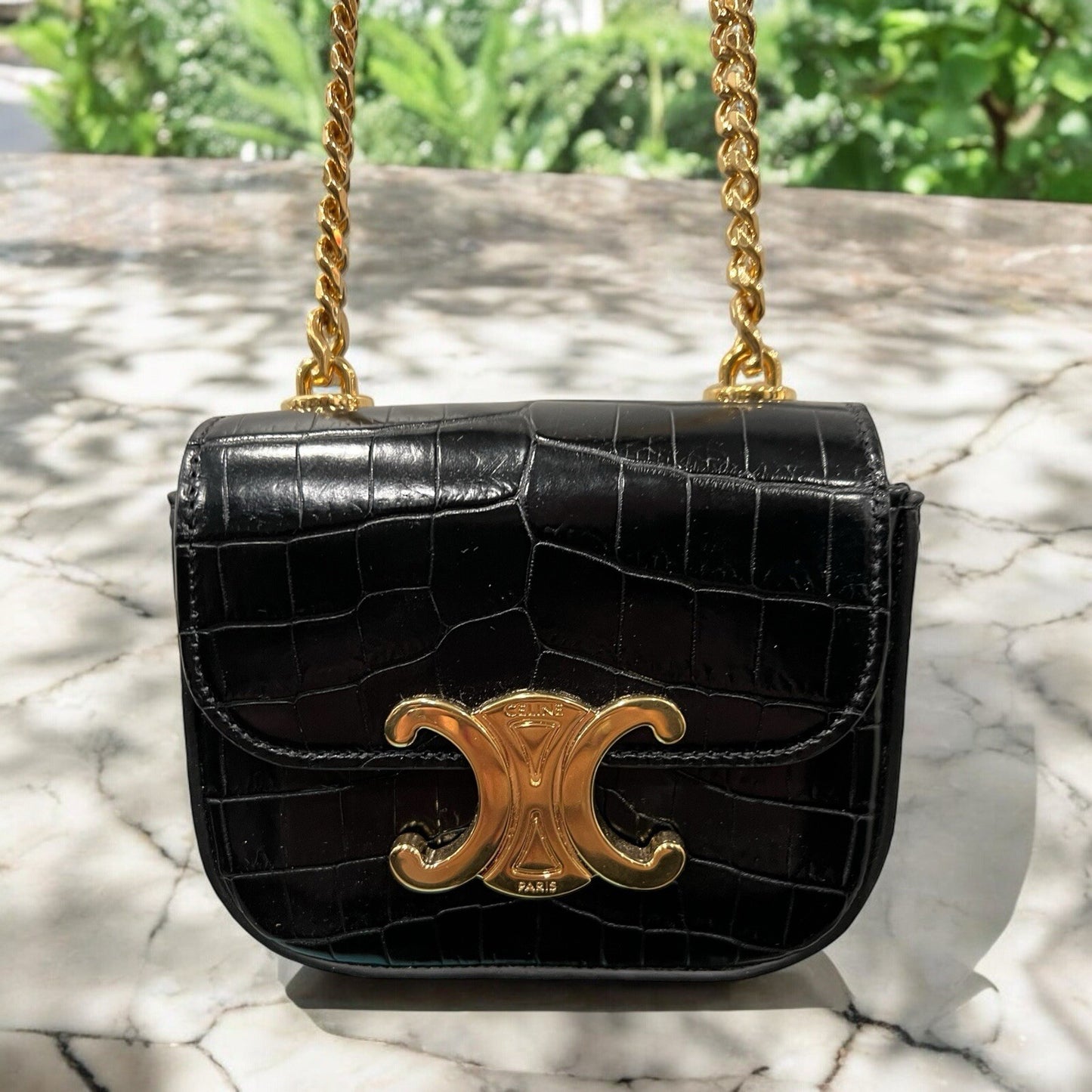 CELINE MINI CHAIN CLAUDE in NILOTICUS CROCODILE