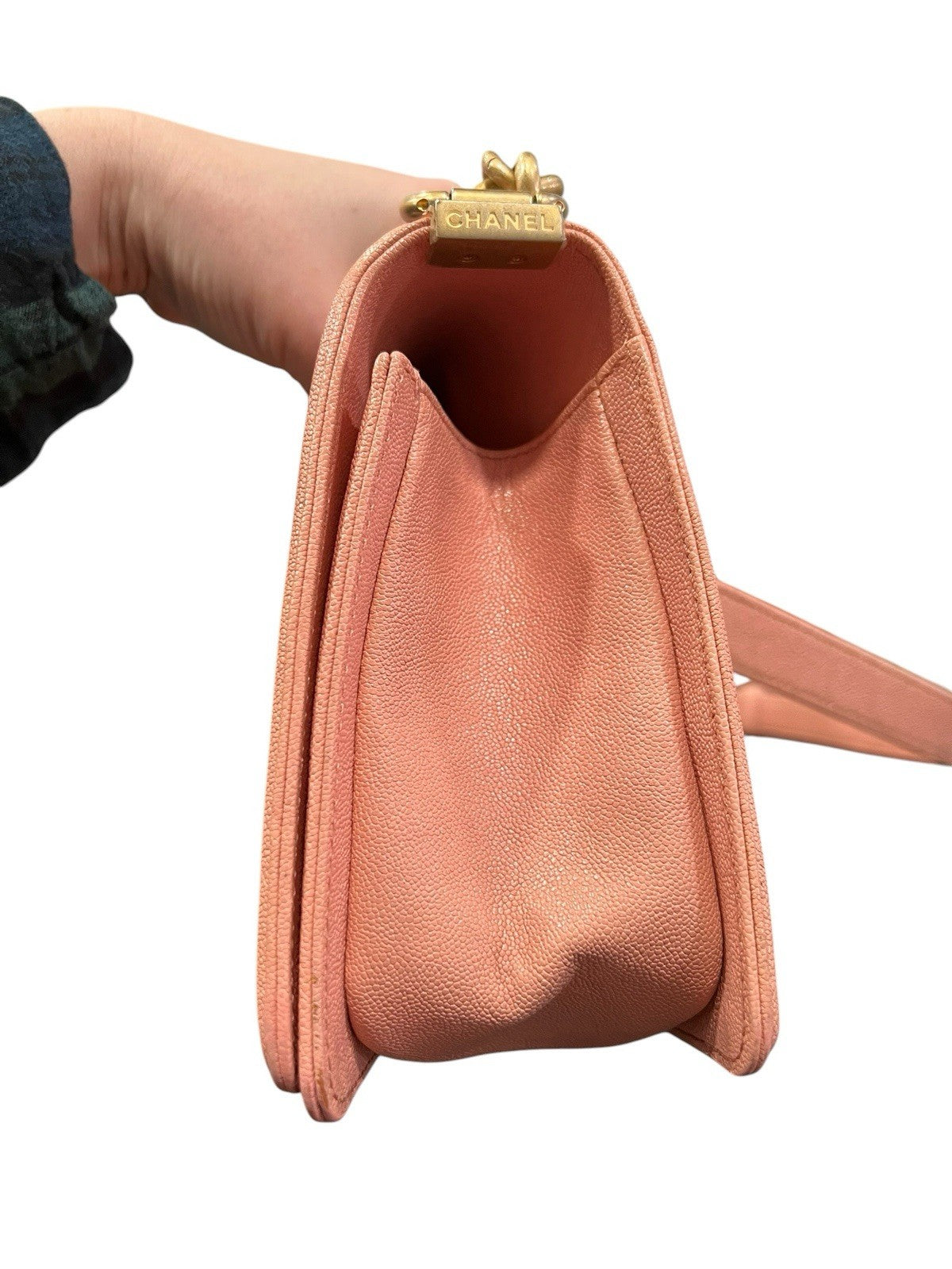 Chanel Quilted Pink Gold Medium Boy Bag With Box Duster Bag & Certifiicate