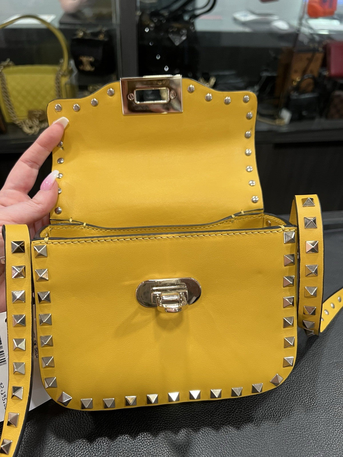Valentino Garavani Yellow Rockstud Crossbody Small Bag Retail $2195