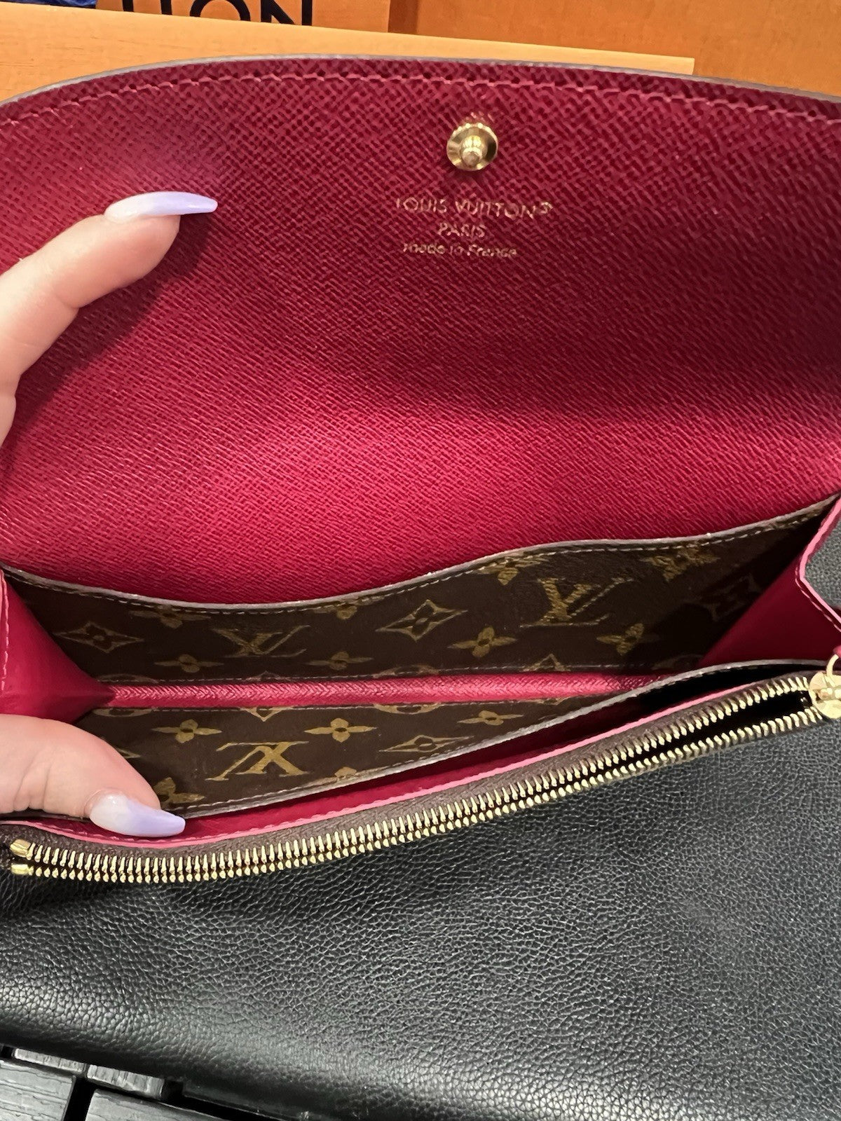 Louis Vuitton Emilie Wallet Complete Set & Authenticity Monogram/Fuchsia