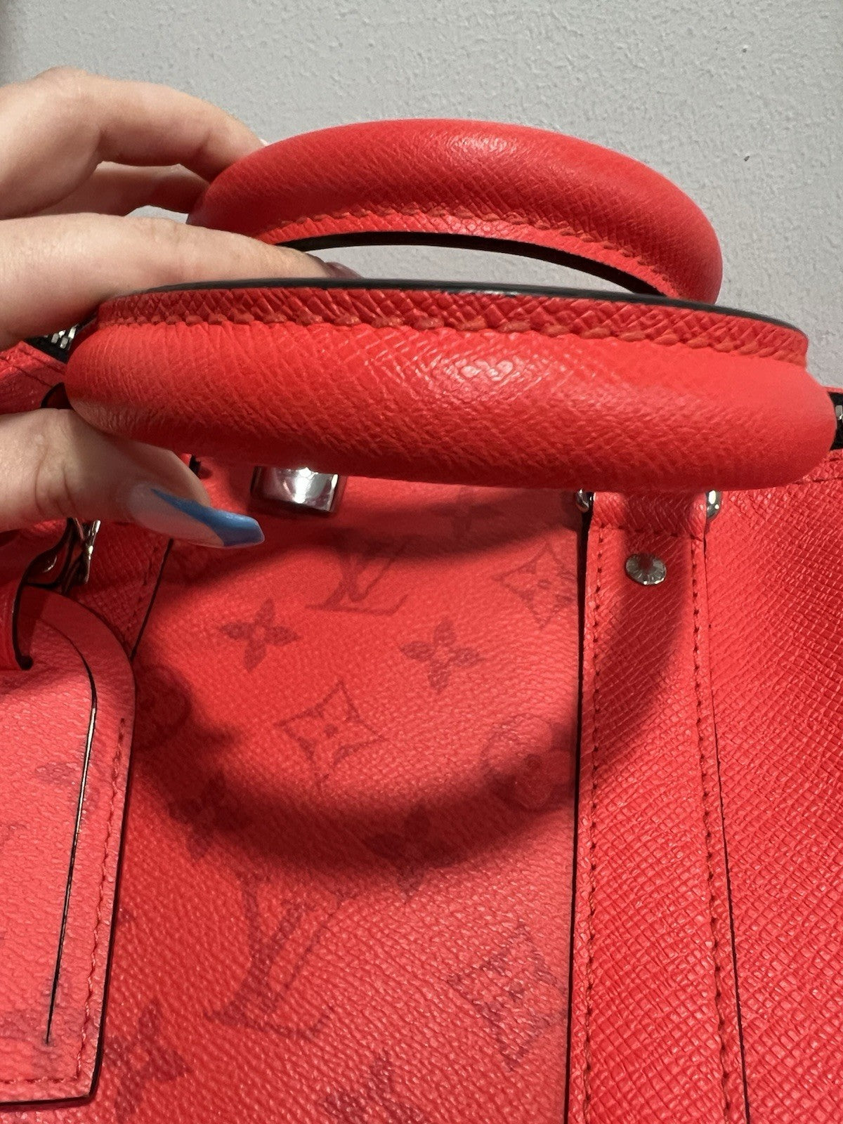 Louis Vuitton Fire Red Taigarama Bandouliere Keepall 50