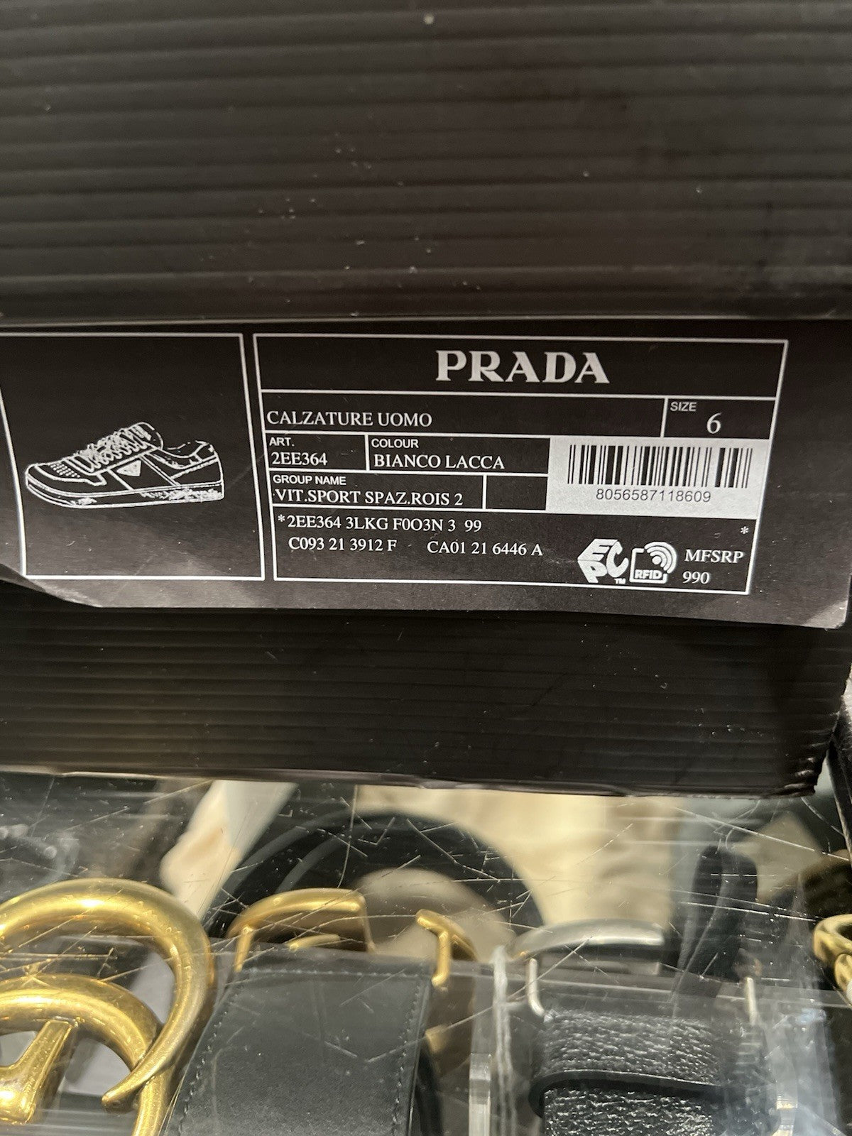 Prada Men's Red/White Downtown Sneakers With Box Size 6/US Size 7