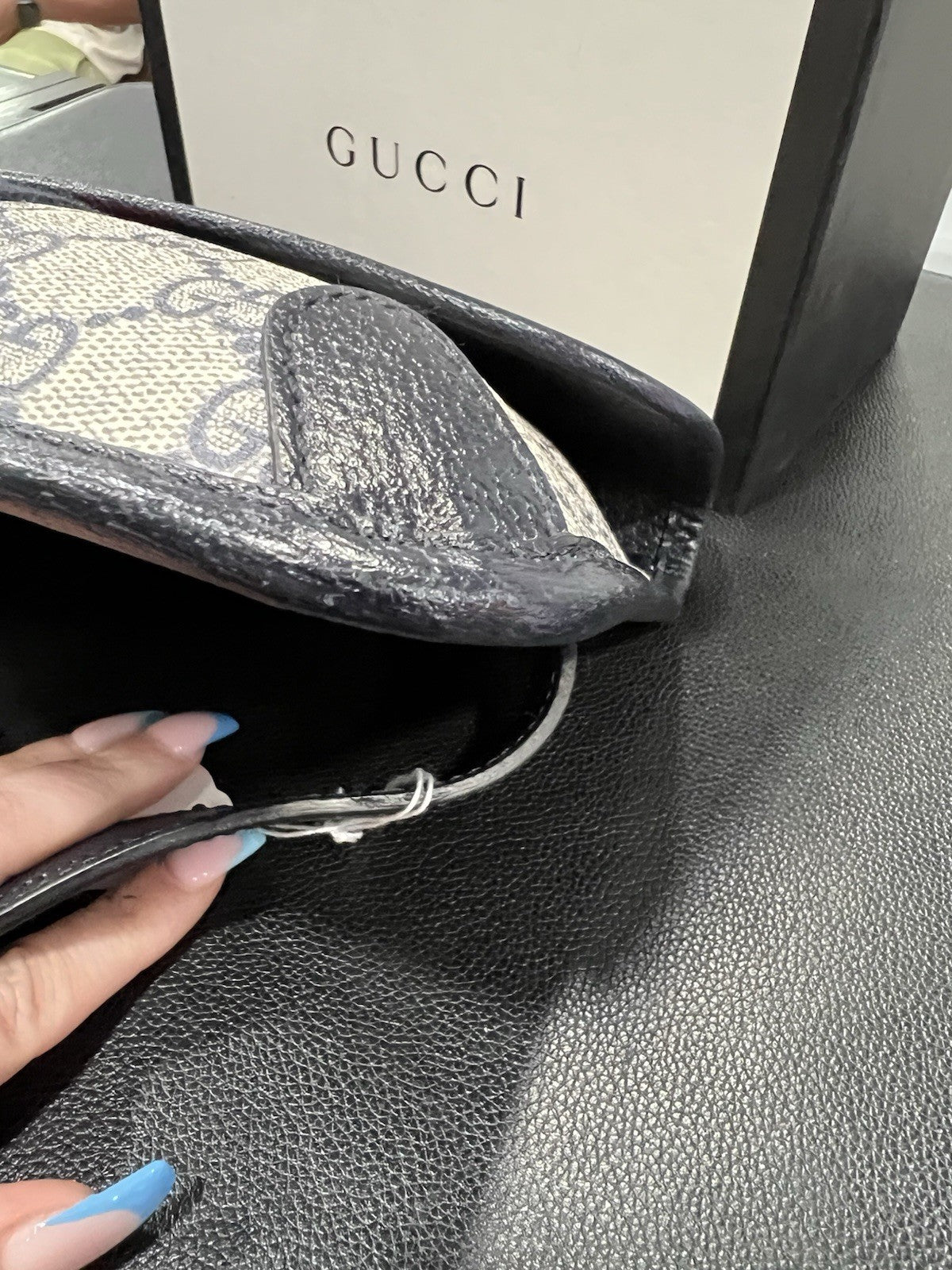 Gucci GG Supreme Navy Belt Bag Box & Authenticity Size 32"